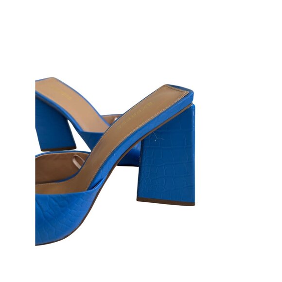 EXPRESS Snake Embossed Blue Periwinkle Block Heels Size 8 - Picture 5 of 10